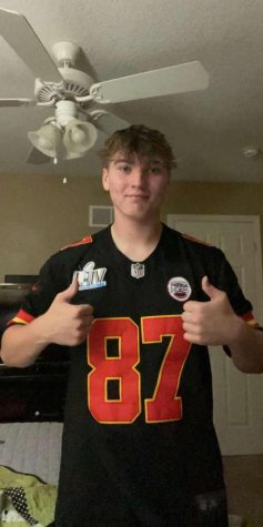 Sophmore Blaise Sanson geared up for the Chiefs game.