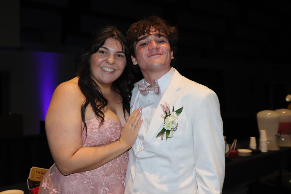 Pretty in Pink. Seniors Jane Meyer and Luke Gallegos were each others’ prom date and wore a matching shade of pink. Meyer has a dusty rose prom dress and matching nails. Gallegos has a bow tie to match.
“As soon as Miley Cyrus’ Party in the U.S.A. came on, I hit the dance floor and tore it up,” Gallegos said.

